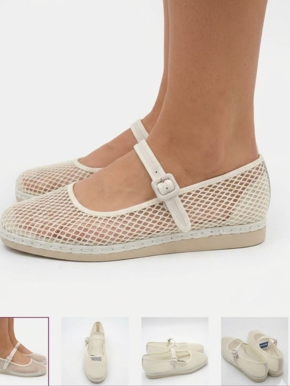 Jason Wu EDAN Women’s Cream Net Mesh Mary Jane Shoes size 9.5 NWT